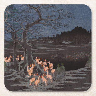 Porta-copo De Papel Quadrado Utagawa Hiroshige - Fotos do Ano Novo