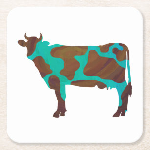 Porta-copo De Papel Quadrado Vaca Brown e Teal Silhouette