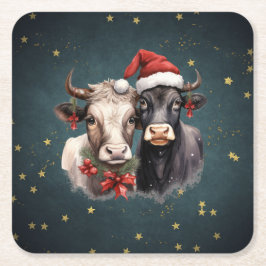 Porta-copo De Papel Quadrado Vacas de Natal bonitas