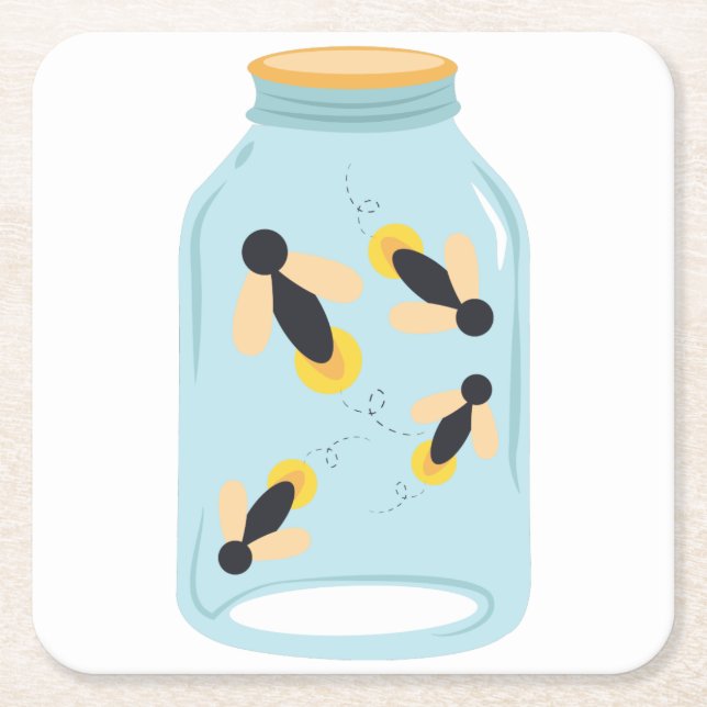 Porta-copo De Papel Quadrado Vaga-lume no frasco (Frente)