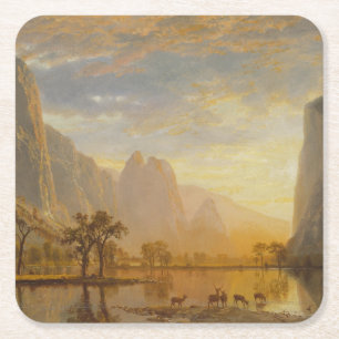 Porta-copo De Papel Quadrado Vale do Yosemite (1864) - Albert Bierstadt