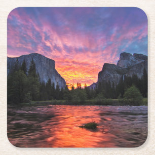 Porta-copo De Papel Quadrado Vale vibrante do céu   Yosemite