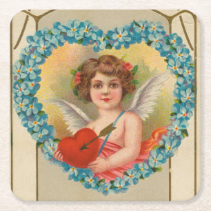 Porta-copo De Papel Quadrado Valentine Antigo, Stecher Litho Company, cerca de
