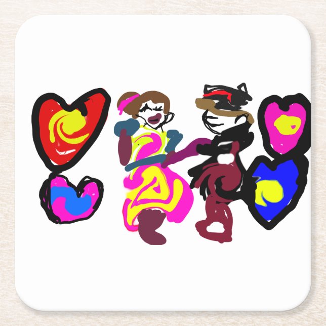 Porta-copo De Papel Quadrado Valentine win love (Frente)