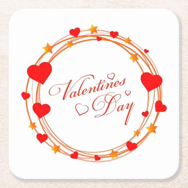 Porta-copo De Papel Quadrado Valentine's Day Circle Design-25695 (Frente)
