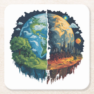 Porta-copo De Papel Quadrado Vamos não matar o planeta