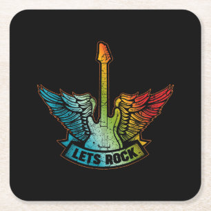 Porta-copo De Papel Quadrado Vamos Rock Legend Rock and Roll Music Guitar