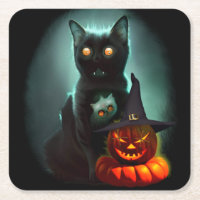 Vampiro Gato e Mágico Pumpkin Halloween Surreal