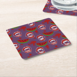 Porta-copo De Papel Quadrado Vampiro & Melancia Spooky Summerween Roxo