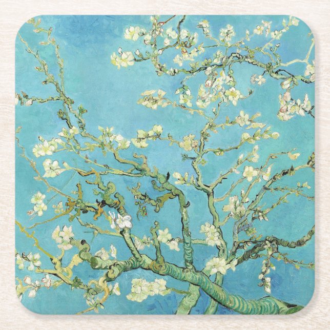 Porta-copo De Papel Quadrado Van Gogh Almond Blossoms (Frente)