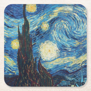 Porta-copo De Papel Quadrado Van Gogh Starry Night Classism Arte