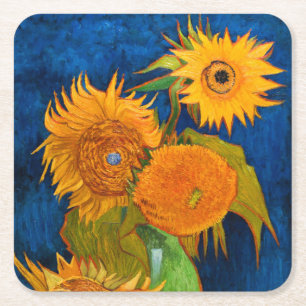 Porta-copo De Papel Quadrado Van Gogh Sunflower