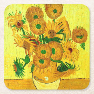 Porta-copo De Papel Quadrado Van Gogh Sunflower