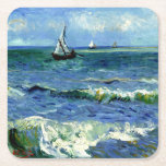Porta-copo De Papel Quadrado Van Gogh - Via marítima<br><div class="desc">A famosa pintura de Vincent van Gogh,  paisagem marinha perto de Les Saintes-Maries de la Mer.</div>