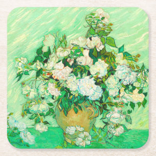 Porta-copo De Papel Quadrado Van Gogh White Roses