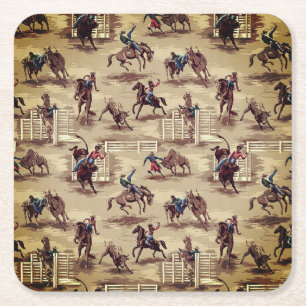 Porta-copo De Papel Quadrado Vaqueiro de Rodeio Western Vintage Retro