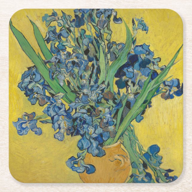 Porta-copo De Papel Quadrado Vaso Van Gogh com Íris Classic Impressionismo (Frente)