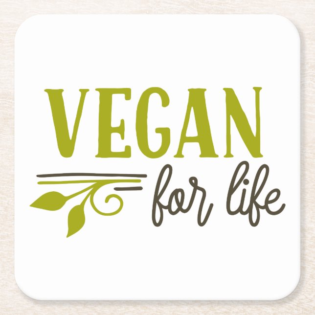 Porta-copo De Papel Quadrado Vegan For Life (Frente)