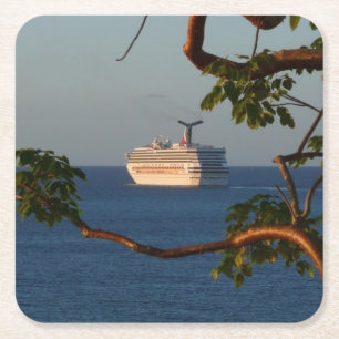 Porta-copo De Papel Quadrado Velejar longe no Sunset I Fotografia de Férias de