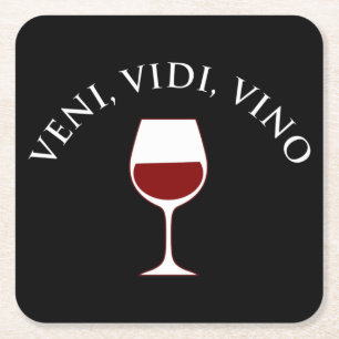 Porta-copo De Papel Quadrado Veni, Vidi, Vino Engraçado Furioso Fora Latina