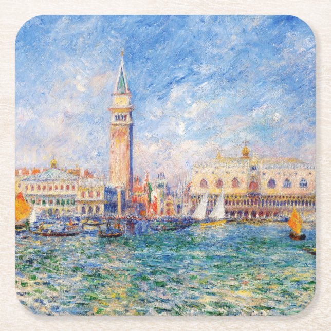 Porta-copo De Papel Quadrado Venise, Veneza, Renoir (Frente)