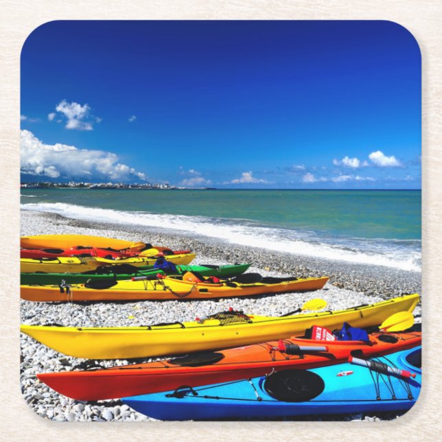 Porta-copo De Papel Quadrado Verão que Kayaking (Frente)