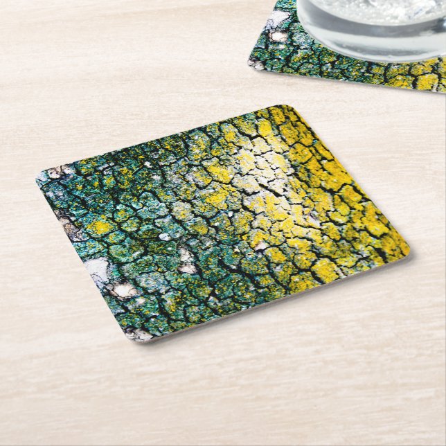 Porta-copo De Papel Quadrado Verde Amarelo (Inclinado)