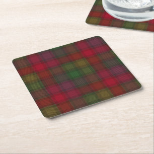 Porta-copo De Papel Quadrado Verde e vermelho, tartan
