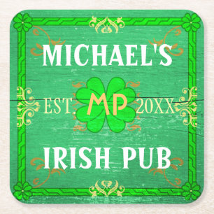 Porta-copo De Papel Quadrado Verde irlandês do bar do bar Home customizável