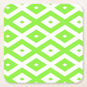Porta-copo De Papel Quadrado Verde limão e padrão de diamante branco
