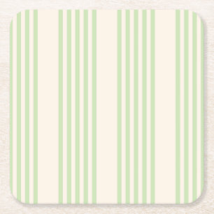 Porta-copo De Papel Quadrado Verde pálido e bege cinco faixas