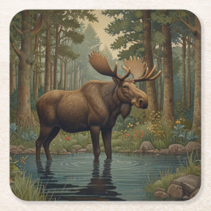 Porta-copo De Papel Quadrado Verdura florestal rustica do boho