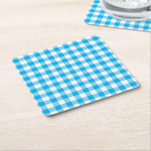 Porta-copo De Papel Quadrado Verifica Padrão Xadrez Azul Branco Festa de Plaid