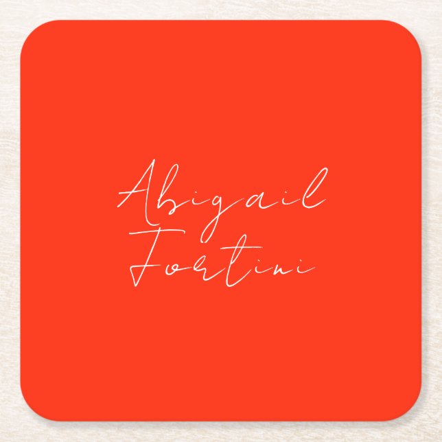 Porta-copo De Papel Quadrado Vermelho branco mínimo profissional moderno (Frente)