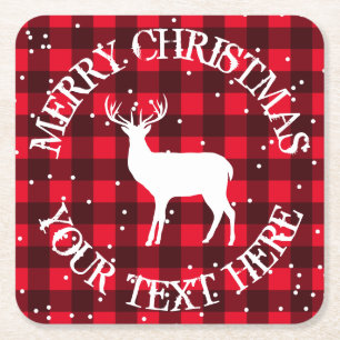 Porta-copo De Papel Quadrado Vermelho rústico lenhador búfalo xadrez country ch