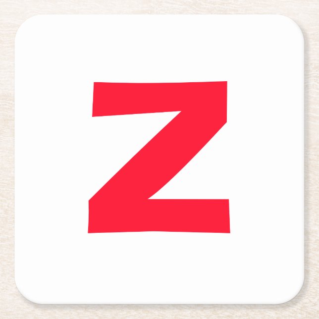 Porta-copo De Papel Quadrado Vermelhos Iniciais Monogramas - Letra Própria Nome (Frente)