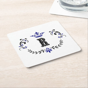 Porta-copo De Papel Quadrado Verruga Coroa Monograma 'R'