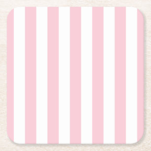 Porta-copo De Papel Quadrado Vertical Stripes Bebê Rosa E White Stripes