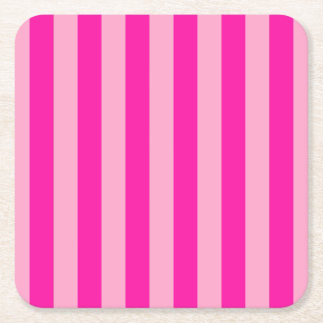 Porta-copo De Papel Quadrado Vertical Stripes Rosa Quente (Frente)