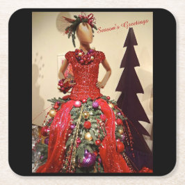 Porta-copo De Papel Quadrado Vestido Afrocêntrico de Mannequin Árvore de Natal