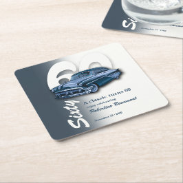 Porta-copo De Papel Quadrado Viagem Carro Azul Clássico Completa 60 Anos