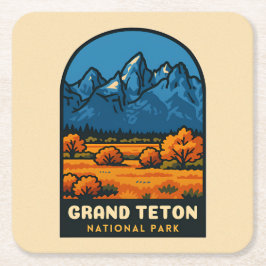 Porta-copo De Papel Quadrado Viagem Clássica Parque Nacional Grand Teton EUA Re