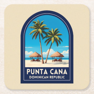 Porta-copo De Papel Quadrado Viagem Clássica Punta Cana República Dominicana Re