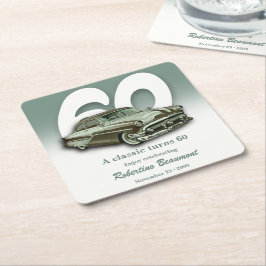 Porta-copo De Papel Quadrado Viagem Clássico Carro Verde Completa 60 Anos