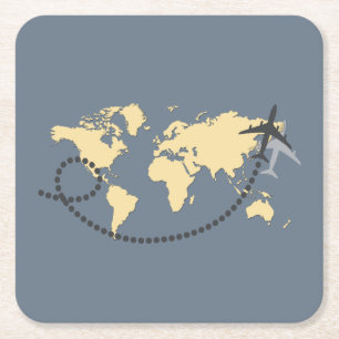 Porta-copo De Papel Quadrado viagem de Vamos da ilustração mundial