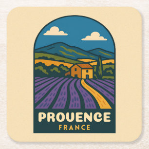 Porta-copo De Papel Quadrado Viagem Retro Vintage Provença França Paisagem