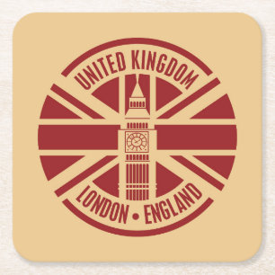 Porta-copo De Papel Quadrado Viagem Stamp, Londres Inglaterra