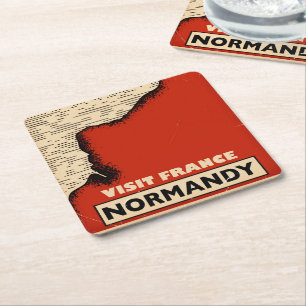 Porta-copo De Papel Quadrado Viagem vintage para a Normandia, França