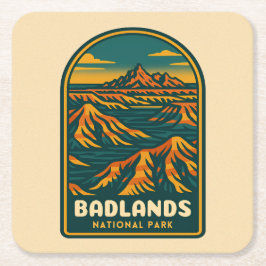 Porta-copo De Papel Quadrado Viagens vintage Badlands National Park Retro Scens