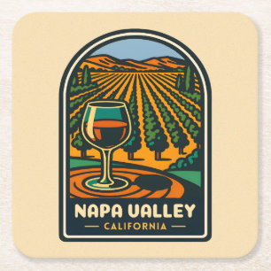 Porta-copo De Papel Quadrado Viagens vintage Napa Valley California Winery Retr
